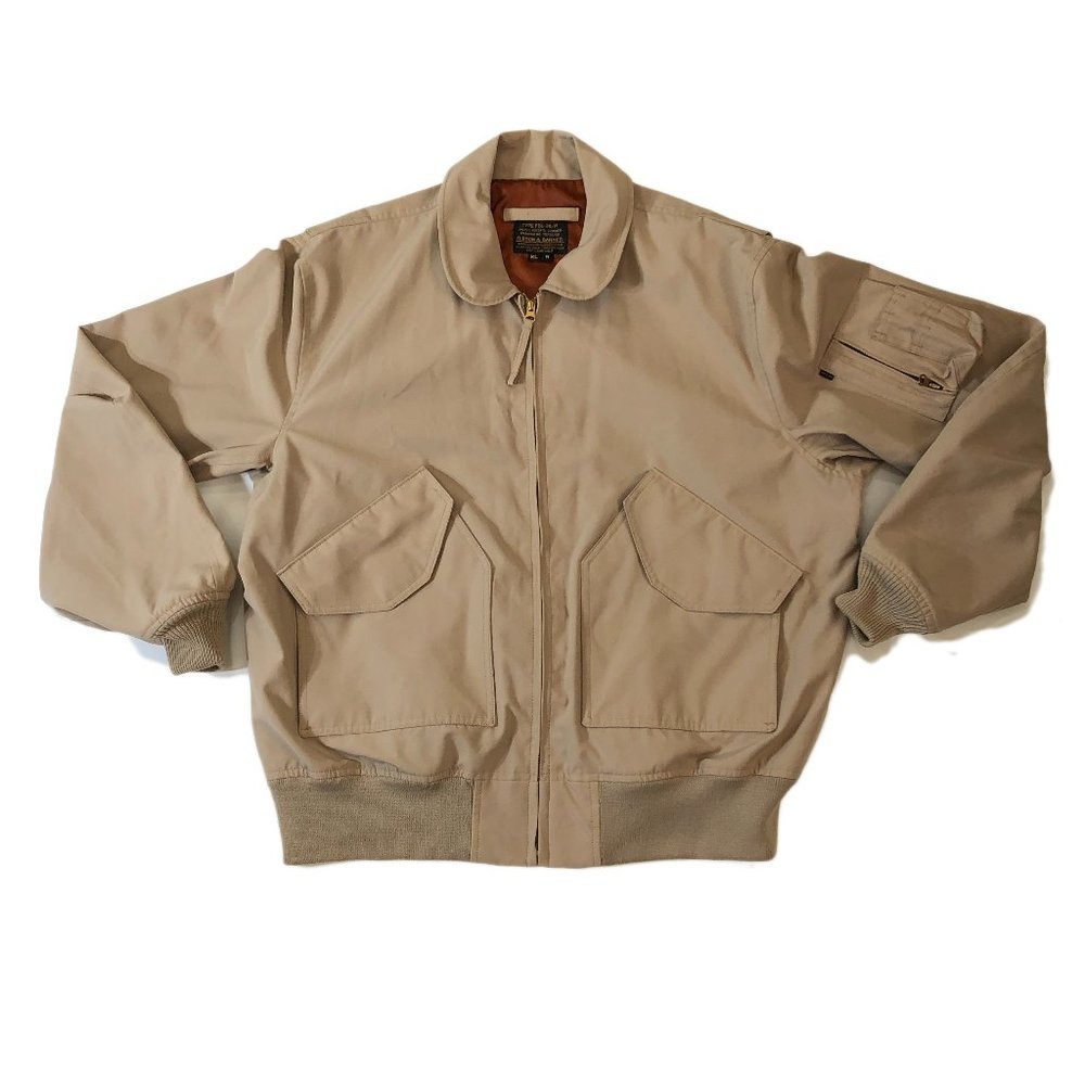 Gibson & Barnes Pilot Crew Aviator Flight Jacket Tan USA MADE Mens XL R Lined